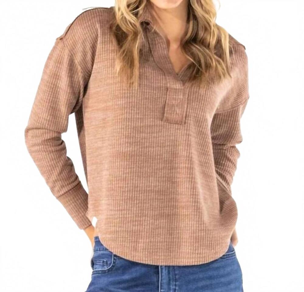 NEW SIMPLY SOUTHERN knit v neck top in mocha